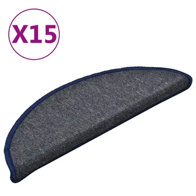 Immagine prodotto di vidaXL Tappetini per gradini 15 pz. 56x17x3 cm grigio scuro e blu semicircolari