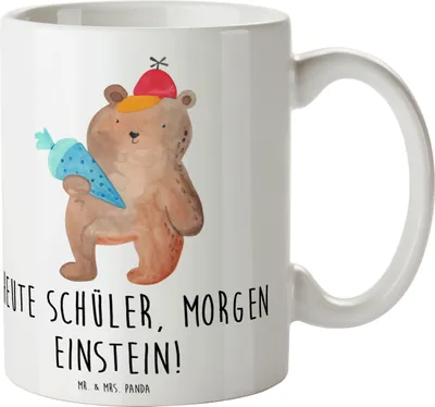 Produktbild von Mr. & Mrs. Panda Trinkbecher Schulanfang Inspiration - Weiß - Geschenk, Schulbeginn, inspirierende Botschaften, Lebenshilfe, Motivation, Kaffeebecher, Zuversicht, Becher