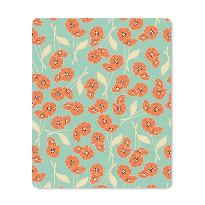 Produktbild von MuchoWow® Mauspad Mousepad Retro - Blumen - Design - Orange 30x40 cm - Mousepads - Maus Mat - Pad - Mausunterlage - Mausmatten