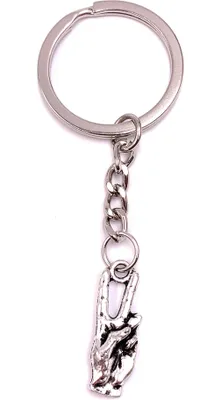 Obrázok produktu pre Onwomania Prívesok na kľúče Finger Peace Hand Silver Metal Pendant Charm