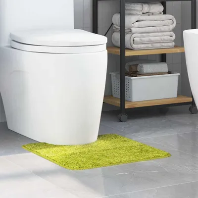 Imagen del producto de Alfombrilla antideslizante para baño, color verde, con abertura para el inodoro, 50 x 50 cm