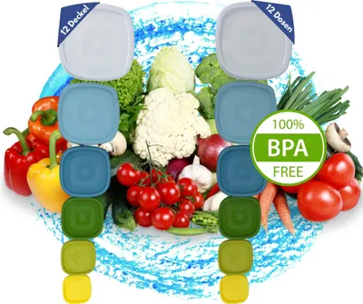 Immagine prodotto di 12 barattoli con coperchio set di contenitori per la conservazione degli alimenti contenitore per alimenti