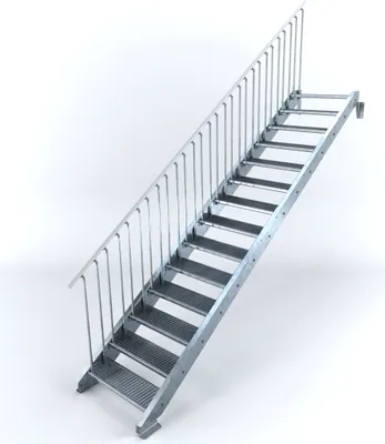 Produktbild von Stahltreppe 14 Stufen bis Höhe 280 cm, Laufbreite : 80 cm Geländer links ST 2 (31 / 31 mm gezackt)