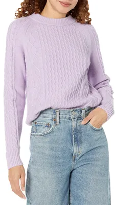 Image de A. Pull pour femme, motif torsadé, couleur lilas pastel, taille XXL