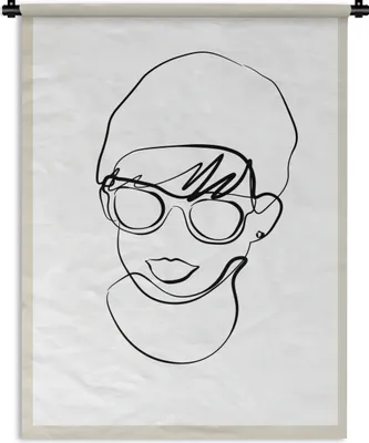 Produktbild von MuchoWow® Wandteppich Wandbehang Frauen - Minimalismus - Linienkunst 120x160 cm Tapisserie Dekoration Wandtuch - Wohnzimmer - Moderne