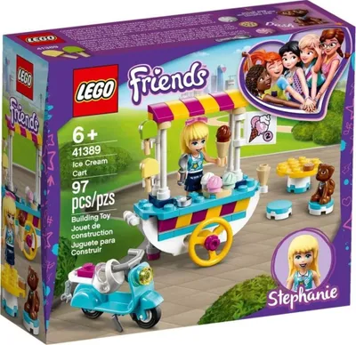 The image shows the packaging of a LEGO Friends Ice Cream Cart building toy set.