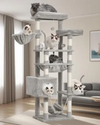 Imagen del producto de Omgoods: Árbol para gatos grande con 2 plataformas y juguetes