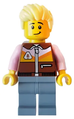 Produktbild von LEGO Minifigur Camper - Male, Reddish Brown Jacket, Sand Blue Legs (idea150)