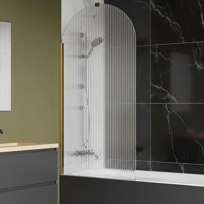 Image de Pare-baignoire flûté – 80 x 140 cm – Or brossé – LIVIA