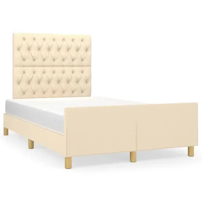 Image de Cadre de lit sans matelas crème 120x200 cm tissu
