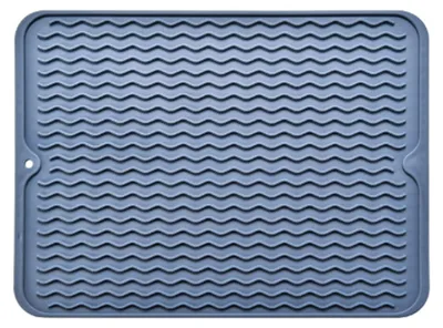 Image de Tapis isolant en caoutchouc pour table, antidérapant, étanche, résistant à la chaleur, idéal pour sécher la vaisselle, pour la cuisine, de couleur bleue