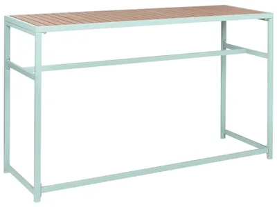Produktbild von BELIANI Gartentisch Braun u. Hellgrün Kunstholz u. Stahl 150 x 50 cm Rechteckig Modern Outdoor Terrasse Garten Möbel Hochtisch für 2 Personen