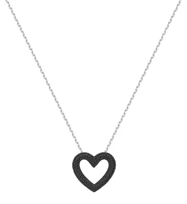 Immagine prodotto di Collana d'argento da donna con cuore misterioso, fantasia nera FMB126