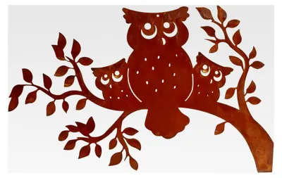 Produktbild von Metall Deko Eulen auf Ast 50 x 30 cm hängende Fensterdeko Edelrost Gartendeko Figuren Eule