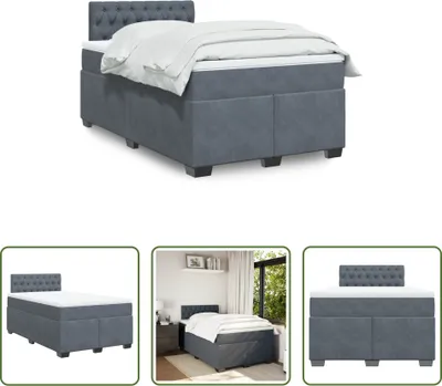 Produktbild von The Living Store Boxspringbett mit Matratze Dunkelgrau 120x190 cm Samt