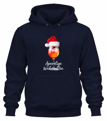Imagen del producto de Sudaderas con capucha uni para Navidad, diseño "Aperol", color azul marino, talla S
