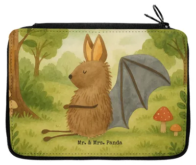 Produktbild von Mr. & Mrs. Panda Federmappe Fledermaus Sitzen Design - Weiß - Geschenk, Entspannen, Bleistiftetui, Lustige Sprüche, Federmäppchen, Etui, Federtasche, Schlampermäppchen