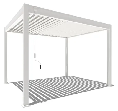 Immagine prodotto di Pergola Weide Classic in alluminio 3x3,6 m con tetto a lamelle, indipendente, bianca