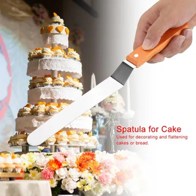 Image de Stainless Steel Spatula with Wooden Handle for Cake Bread Cream Smoother Baking Tool(2#)