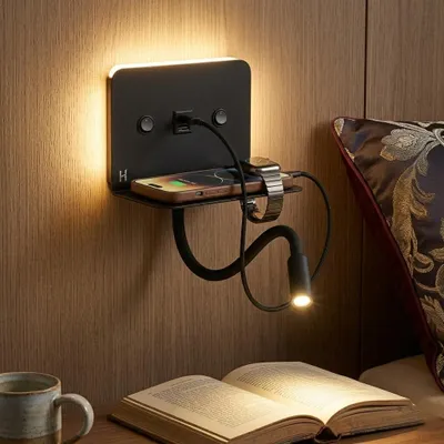 Image de B·LED BARCELONA : Applique murale LED Barcelona, aluminium, noire, lampe de lecture, 6 W