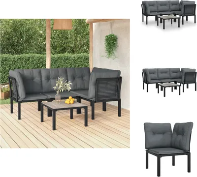 Produktbild von vidaXL 5-tlg. Garten-Lounge-Set Schwarz und Grau Poly Rattan -  Gartenmöbel-Sets