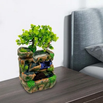 Obrázok produktu pre Stolová fontána – interiérová fontána – 60 cm – živica – s vodnou pumpou – do obývačky/kancelárie