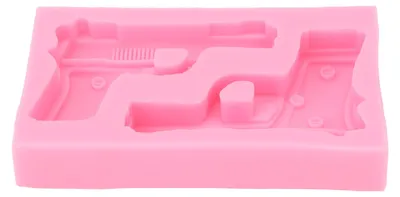 Produktbild von 3D-Silikonform in Waffenform, Pistolenform, zum Backen für Kuchen, Schokolade, Süßigkeiten, Basteln, Rosa