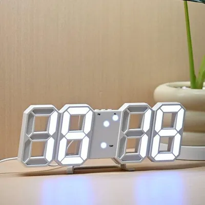 Image de Horloge murale numérique LED 3D, petite, pour bureau ou chambre à coucher, avec fonction veilleuse, 9,7 pouces