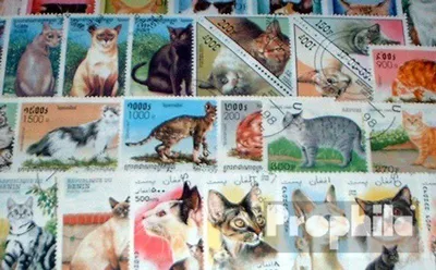 Produktbild von Briefmarken Motive 100 verschiedene Katzen Marken