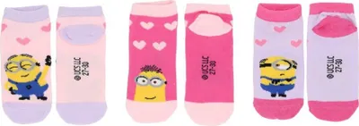 Produktbild von Minions Sneakersocken im 3er-Pack – Komfortable Kindersocken mit lustigem Design 23/26