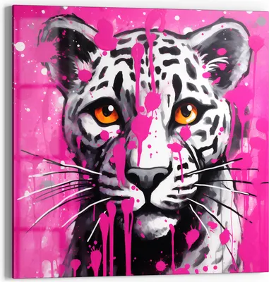 Produktbild von DEQOART Glasbild Echtglas 30x30 cm 'Urbaner Tigerblick' Wandbild Bild modern Deko