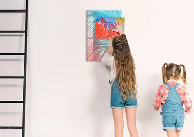 Produktbild von Magnetische Notiztafel - Schwarzer Marker + Schwamm + Magnete - 40 x 60 cm - Palm Leaves