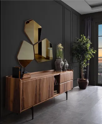 Produktbild von Brauner Luxus Sideboard Moderne Kommode Edelstahlfüße Wohnzimmer Möbel