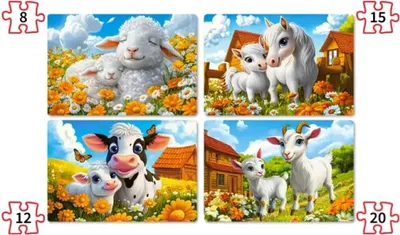 Productafbeelding van Puzzel 4-in-1, Thema: Liefde voor dieren, Artikelnummer: B-041060