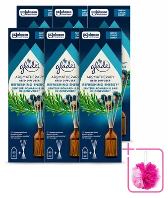 Obrázok produktu pre 6 kusov vonných tyčiniek Glade Aromatherapy s vôňou "Osviežujúca energia" - 80 ml - výhodný balík