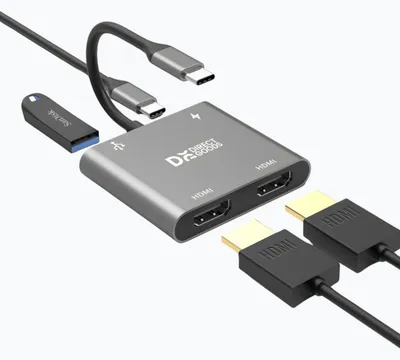 Productafbeelding van DirectGoods® 4-in-1 USB C Hub - Laptop Dock - USB Naar HDMI (2x) - 4K@60hz - Spacegrey