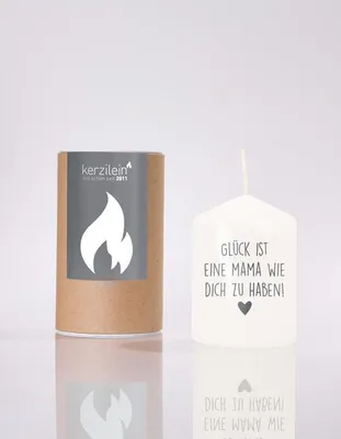 Produktbild von Flämmchen, weiß/anthrazit "GLÜCK IST EINE MAMA WIE DICH ZU HABEN!"