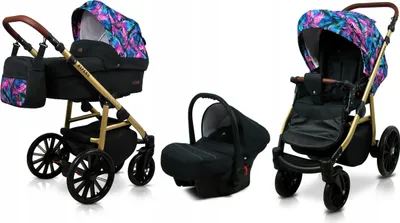 Produktbild von BabyLux® Aspero | 3in1 Kinderwagen Set | Colorful Feathers | Kombikinderwagen | Kinderwagenset |