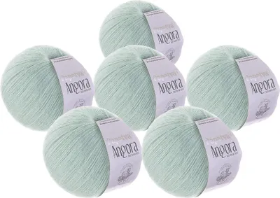 Papatya Angora Style Winterwolle 6er Pack 600g Strickgarn mit 20% Merinowolle Oeko-Tex Pastellblau.