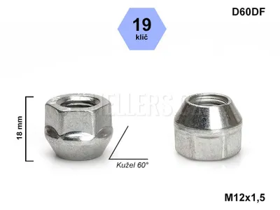 Obrázok produktu pre Matica kolesa M12x1,5 otvorený kužeľ, kľúč 19, D60DF, DE30/S, FORD, VOLVO výška 18