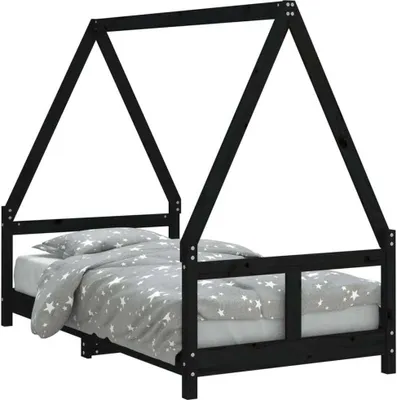 Produktbild von Kinderbett Schwarz 80x160 cm Massivholz Kiefer