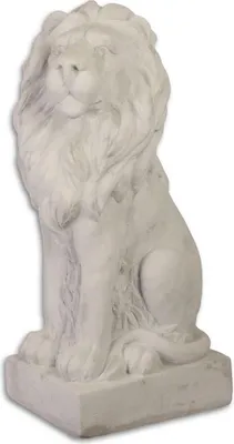 Image de Casa Padrino Sculpture de jardin Décoration de terrasse Lion assis Blanc gris 26,5 x 37 x H. 75 cm - Décoration Hôtel & Restaurant