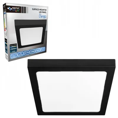 Obrázek produktu pro MasterLED LED panel 24W čtvercový černý, 4000K neutrální bílá, 1920lm stropní svítidlo pro povrchovou montáž