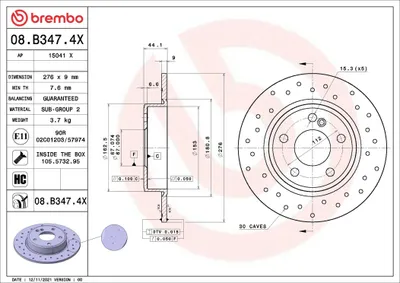 Obrázok produktu pre Brzdový kotúč BREMBO 08.B347.4X
