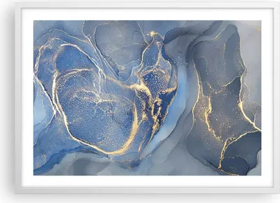 Produktbild von Gerahmtes Poster - Weißer Rahmen - Gold Blau Farbe - 70x50 cm - Wand Bild - Wanddeko - Wandbilder - Kunstposter - Wandposter - Bilderrahmen - Bilder - Kunstdruck - Wanddekoration - P2WAA70x50-5029