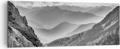 Produktbild von Bild auf Leinwand - Leinwandbild - Einteilig - Schwarzweiß Landschaft Berge - 140x50cm - Wand Bild - Wanddeko - Wandbilder - Leinwanddruck - Bilder - Wanddekoration - Leinwand bilder - AB140x50-4560