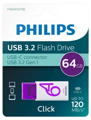 Produktbild von Philips USB-Stick 64 GB USB-C USB 3.2 Click Edition Leserate bis 120 MB/s