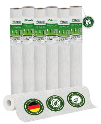 Produktbild von Vliestapete Vliestapete weiß – Renoviervlies Streifenoptik mit Textilstruktur 6er Set, 6 x 10,05 m x 0,53 m, rissüberbrückend, blickdicht, überstreichbar, Germany – Veluxis