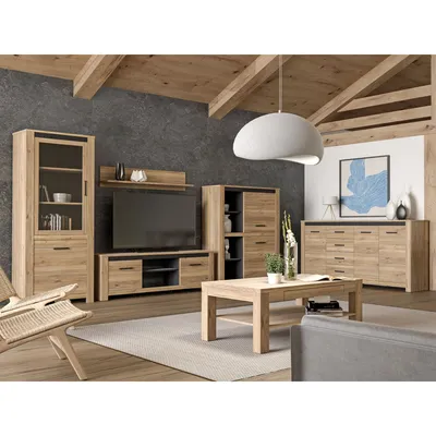 Produktbild von Wohnzimmer Cayden 33 Mauvella Oak 6-teilig Lowboard Highboard Vitrine