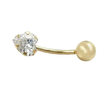Produktbild von Bauchnabelpiercing Banana 20x6mm Banana Zirkonia-Herz 14Kt GOLD gold/weiß 20x6mm